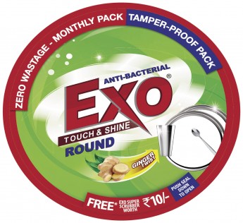 Exo Round Dish Wash Bar 500gm Exo Round Dish Wash Bar Box with free scrubber
