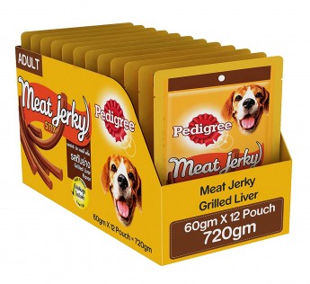 Pedigree Meat Jerky Stix Adult Dog Treat, Grilled Liver 60gm Pedigree Meat Jerky Stix 12 pack