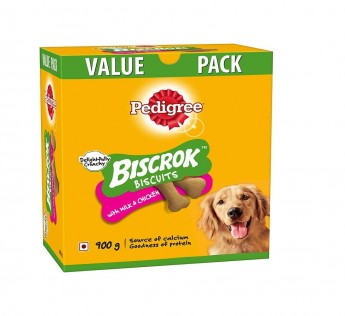 Pedigree Biscrok Biscuits Dog Treats Milk and Chicken Flavor 900gm Pedigree Biscrok Biscuits Dog Above 4 Months