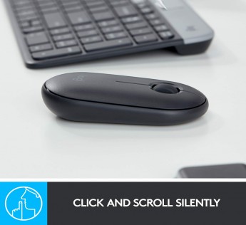 Logitech M350 Wireless Mouse Pebble with Bluetooth or USB - Silent, Slim Computer Mouse with Quiet Click for Laptop, Notebook, PC and Mac Graphite