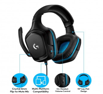 LOGITECH G 431 7.1 SURROUND SOUND GAMING HEADSET WITH DTS HEADPHONE (BLACK)