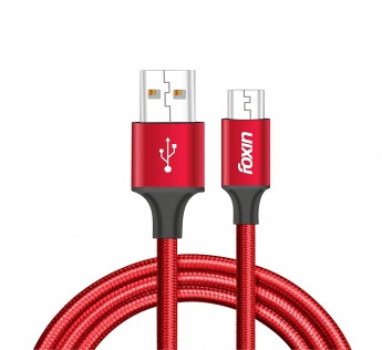 FOXIN USB CABLE FDC ME008 2.4 AMP 1.2 METERS NYLON BRAIDED MICRO USB CABLE