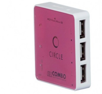 Circle -3 USB HUB + ALL IN ONE CARD READER 6.1 (PINK)