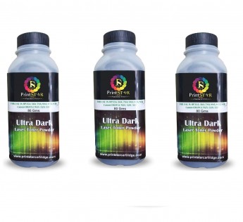Print Star Ultra Dark Toner Powder for Use in Hp 88A. 78A, 36A, 83A, 35A, 85A Canon 925,328,326,337 Toner Cartrodge Pack of 3 (80GM)