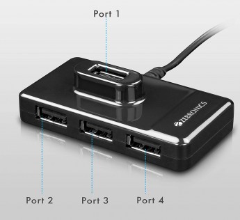 Zebronics Zeb-100 HB 4 Port USB Hub for Laptop, PC Computers, Plug & Play, Backward Compatible, Pocket Sized