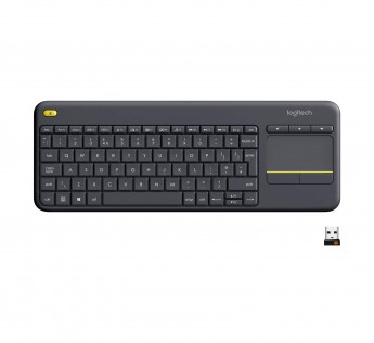 Logitech K400 Keyboard Plus Wireless Livingroom Keyboard with Touchpad for Home Theatre PC Connected to TV, Customizable Multi-Media Keys, Windows, Android, Laptop Black