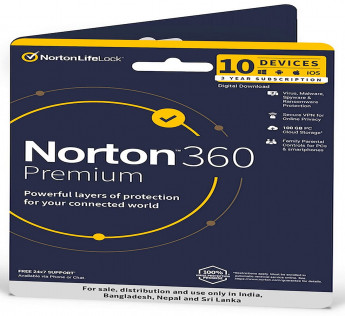 Norton 360 Premium | 10 Users 3 Years | Total Security for PC, Mac, Android or iOS | Physical Delivery| No CD
