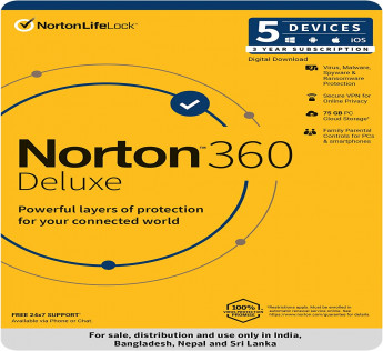 Norton 360 Deluxe - 5 Users 3 Years |Includes Secure VPN & Firewall |Total Security for PC, Mac, Android & iOS