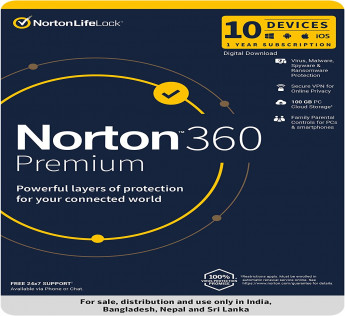 Norton 360 Premium - 10 Users 1 Year Includes Secure VPN & Firewall |Total Security for PC, Mac, Android & iOS