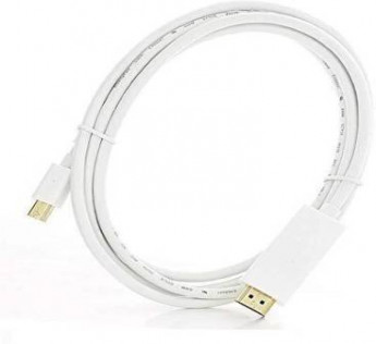 Terabyte 1.8 Meter High Quality Mini DP Male To HDMI Male Cable 1.8 m HDMI Cable (Compatible with Projector, Laptop, TV, Monitor, PC, White, One Cable)