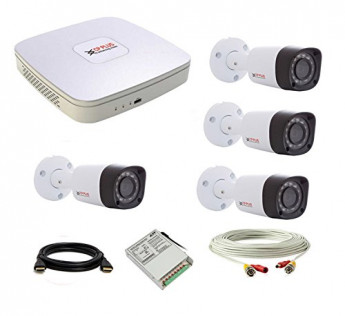 CP PLUS BULLET CCTV CAMERA WITH 4 CH DVR ALONG WITH ACCESSORIES - SET OF 4