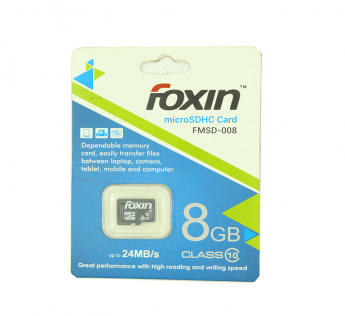 FOXIN 8 GB CLASS 10 MICRO SDHC MEMORY CARD FMSD 008