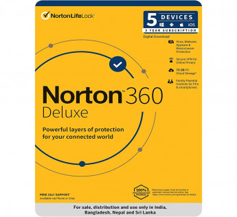 NORTON 360 DELUXE - 5 USERS 3 YEARS |INCLUDES SECURE VPN & FIREWALL |TOTAL SECURITY FOR PC, MAC, ANDROID & IOS