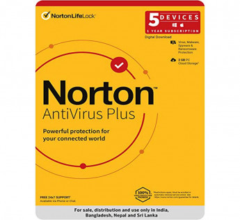 NORTON ANTIVIRUS PLUS | 5 USERS 1 YEAR |INCLUDES SMART FIREWALL & PASSWORD MANAGER | PC OR MAC