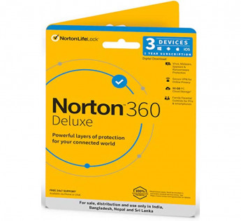 Norton 360 Deluxe | 3 Users 1 Year | Total Security for PC, Mac, Android or iOS | Physical Delivery | No CD