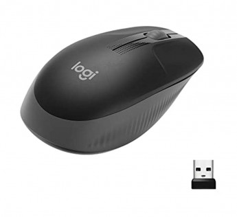 LOGITECH M190 WIRELESS MOUSE FULL SIZE AMBIDEXTROUS CURVE DESIGN, 18 MONTH BATTERY WITH POWER SAVING MODE, USB RECEIVER, PRECISE CURSOR CONTROL + SCROLLING, WIDE SCROLL WHEEL, SCOOPED BUTTONS BLACK