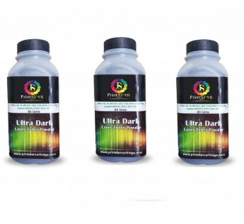 PRINT STAR ULTRA DARK TONER POWDER FOR USE IN HP 88A. 78A, 36A, 83A, 35A, 85A CANON 925,328,326,337 TONER CARTRODGE PACK OF 3 (80GM)