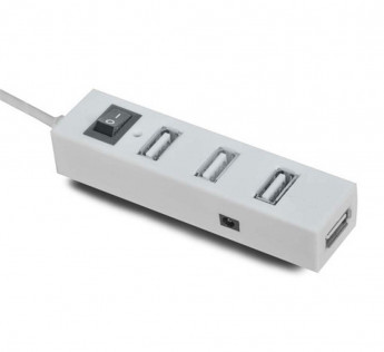 Ranz 4 Port USB Hub Hi-Speed USB Hub with Power Switch (White)