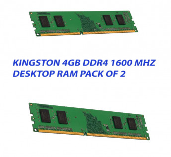 KINGSTON 4GB DDR4 DESKTOP RAM 1600 MHZ : PACK OF 2