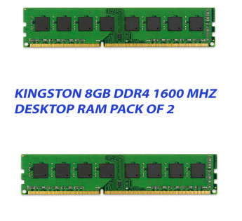 KINGSTON 8GB DDR4 DESKTOP RAM 1600 MHZ : PACK OF 2