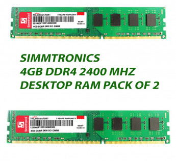 SIMMTRONICS 4GB DDR4 DESKTOP RAM 2400MHZ : PACK OF 2