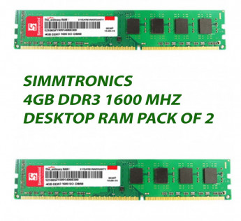 SIMMTRONICS 4GB DDR3 DESKTOP RAM 1600MHZ : PACK OF 2