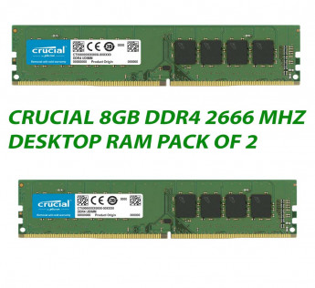 CRUCIAL 8GB DDR4 2666 MHZ DESKTOP RAM : PACK OF 2