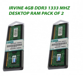 IRVINE 4GB DDR3 1333 MHZ DESKTOP RAM : PACK OF 2