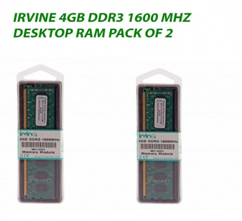 IRVINE 4GB DDR3 1600 MHZ DESKTOP RAM : PACK OF 2
