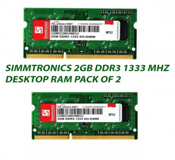SIMMTRONICS 2GB DDR3 1333 MHZ DESKTOP RAM : PACK OF 2