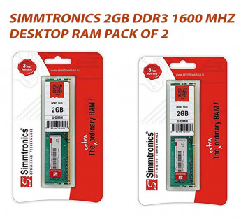 SIMMTRONICS 2GB DDR3 1600 MHZ DESKTOP RAM : PACK OF 2