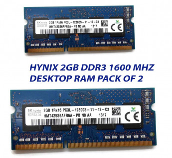 HYNIX 2GB DDR3 1600 MHZ DESKTOP RAM : PACK OF 2