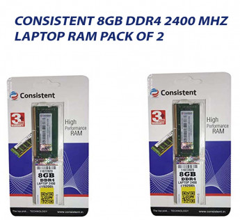 CONSISTENT 8GB DDR4 2400 MHZ LAPTOP RAM : PACK OF 2