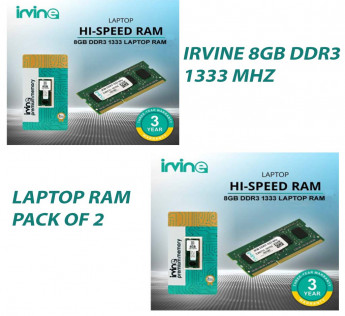 IRVINE 8GB DDR3 1333 MHZ LAPTOP RAM : PACK OF 2