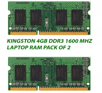 KINGSTON 4GB DDR3 1600 MHZ LAPTOP RAM : PACK OF 2