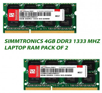 SIMMTRONICS 4GB DDR3 1333 MHZ LAPTOP RAM : PACK OF 2