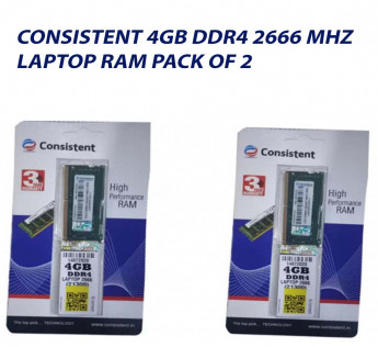 CONSISTENT 4GB DDR4 2666 MHZ LAPTOP RAM : PACK OF 2