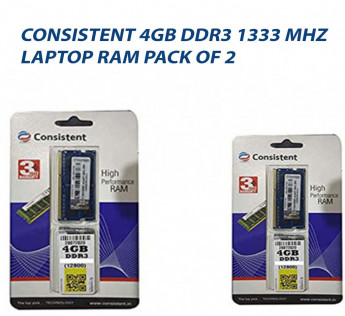 CONSISTENT 4GB DDR3 1333 MHZ LAPTOP RAM : PACK OF 2