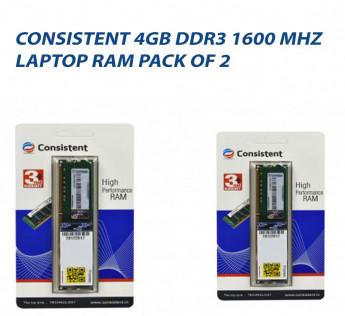 CONSISTENT 4GB DDR3 1600 MHZ LAPTOP RAM : PACK OF 2