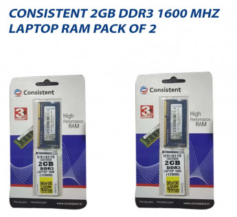 CONSISTENT 2GB DDR3 1600 MHZ LAPTOP RAM : PACK OF 2