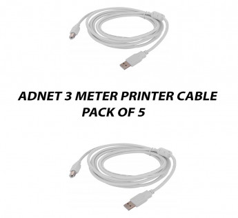 ADNET 3 METER USB PRINTER CABLE PACK OF 5