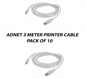 ADNET 3 METER USB PRINTER CABLE PACK OF 10
