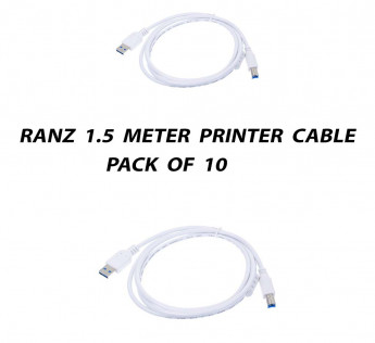 RANZ 1.5 METER USB PRINTER CABLE PACK OF 10