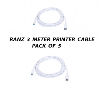 RANZ 3 METER USB PRINTER CABLE PACK OF 5