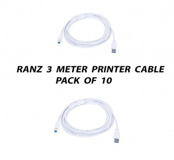 RANZ 3 METER USB PRINTER CABLE PACK OF 10