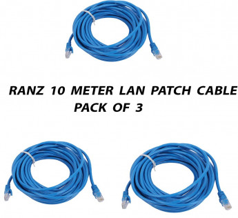RANZ 10 METER CAT6 LAN PATCH CABLE PACK OF 3