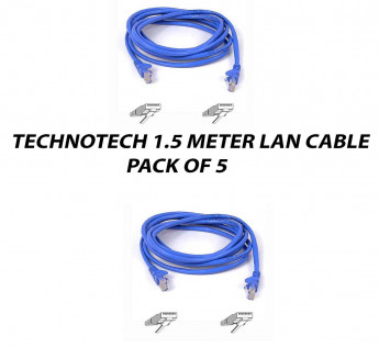 TECHNOTECH 1.5 METER CAT6 LAN PATCH CABLE PACK OF 5