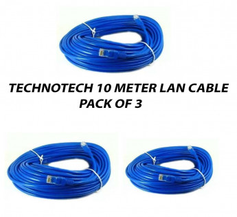 TECHNOTECH 10 METER CAT6 LAN PATCH CABLE PACK OF 3
