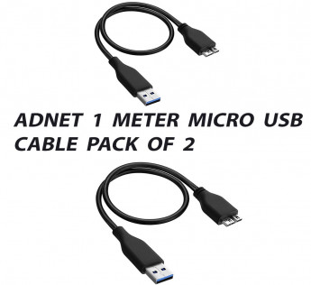 ADNET 1 METER MICRO USB CABLE PACK OF 2