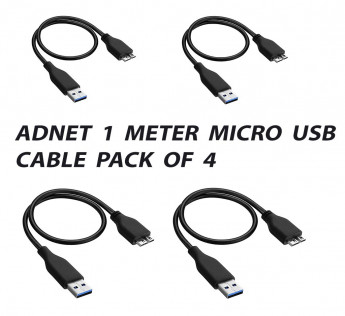 ADNET 1 METER MICRO USB CABLE PACK OF 4